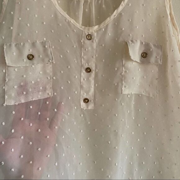 Belle Du Jour Sleeveless Sheer Swiss Dot Top M - Picture 4 of 5